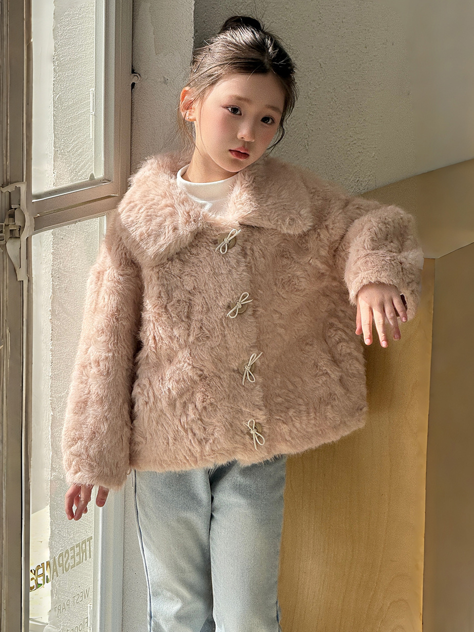 Moon Shadow Girl Fur Coat Imitation Fur Girls' Clothing Thickened Mink Velvet Mid-Length Fur Children's Winter Coat