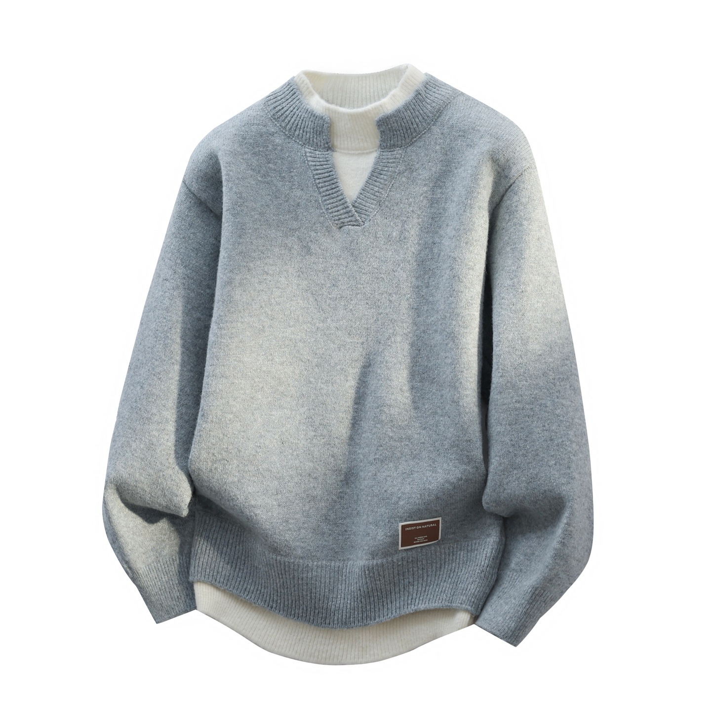 Fake Two-Piece Men's Sweater Autumn and Winter 2025 New Thickened Casual Inner Knitwear Warm Sweater Winter Clothing