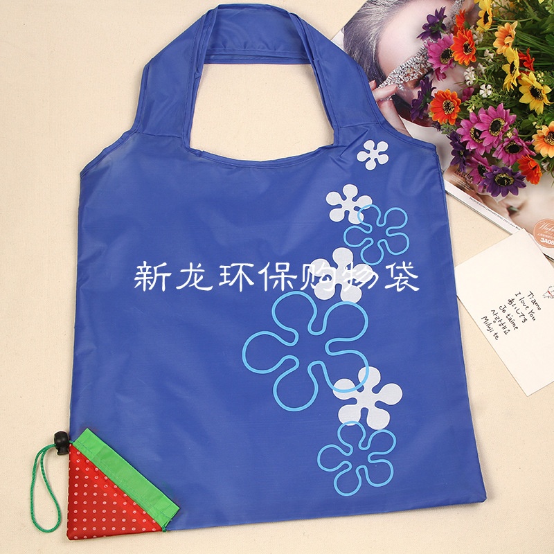 Customized Gift Advertising Strawberry Bag Supermarket Foldableable Polyester Satchel Environmentally Friendly Strawberry Shopping Bag with Printable Logo