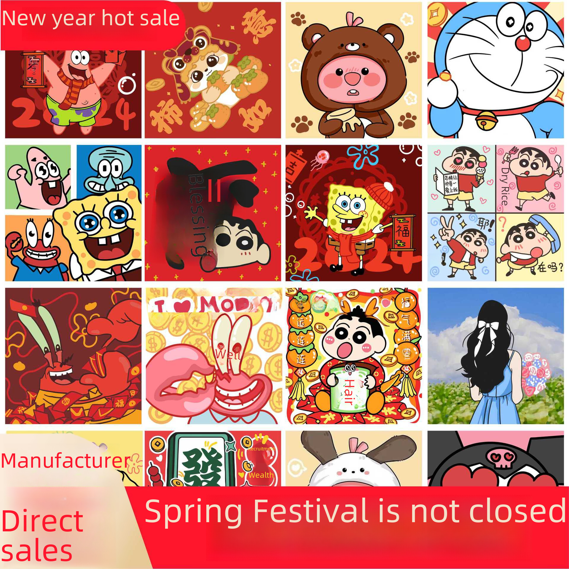 DIY Digital Oil Painting Kidsren's Cartoon Animation Coloring Hand-Painted Fill Coloring Healing Decorative Painting Manufacturer Wholesale