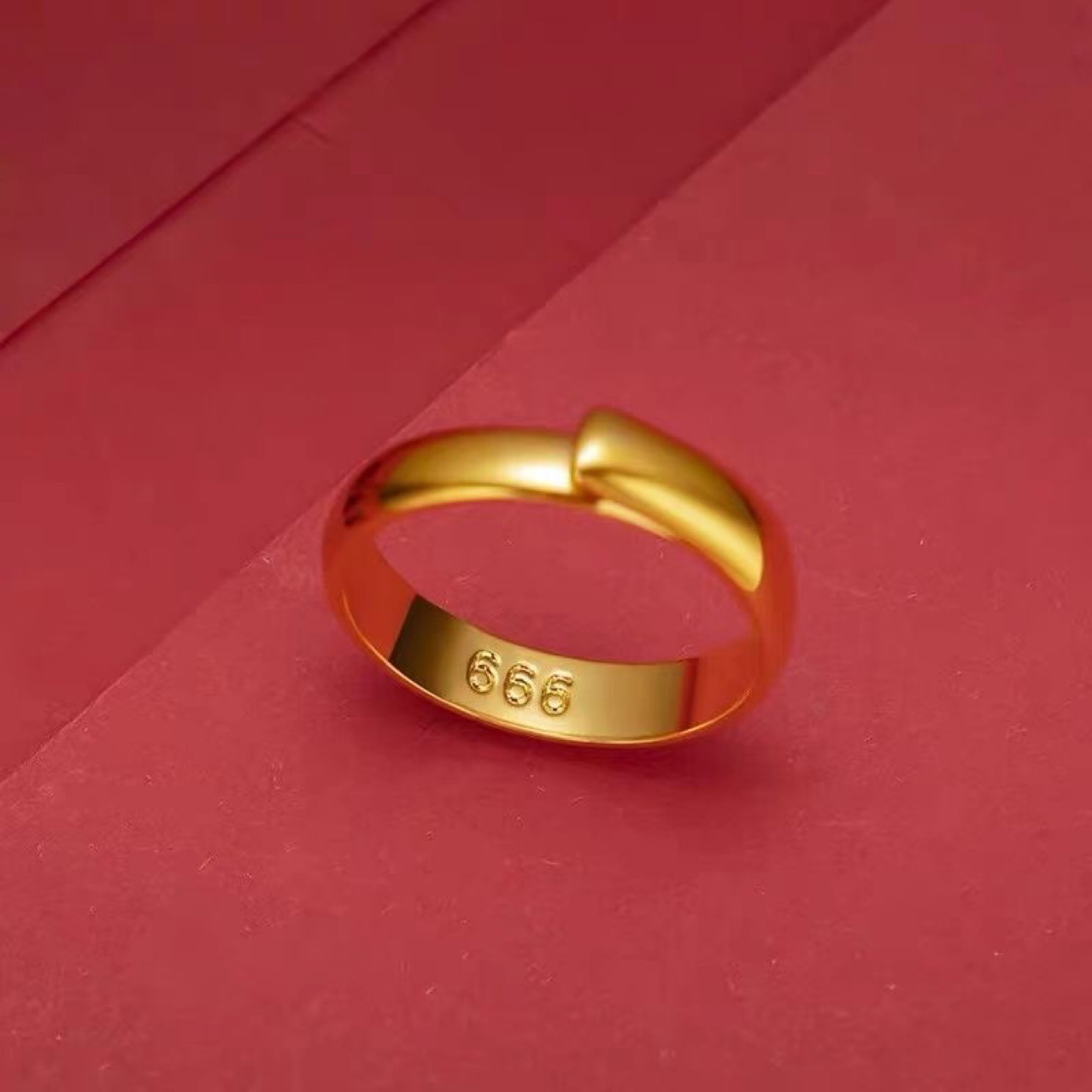 Plain Glossy Ring for Men and Women, Glossy High Imitation Electroplating Gold Color Live Mouth Adjustable Vietnamese Sand Gold