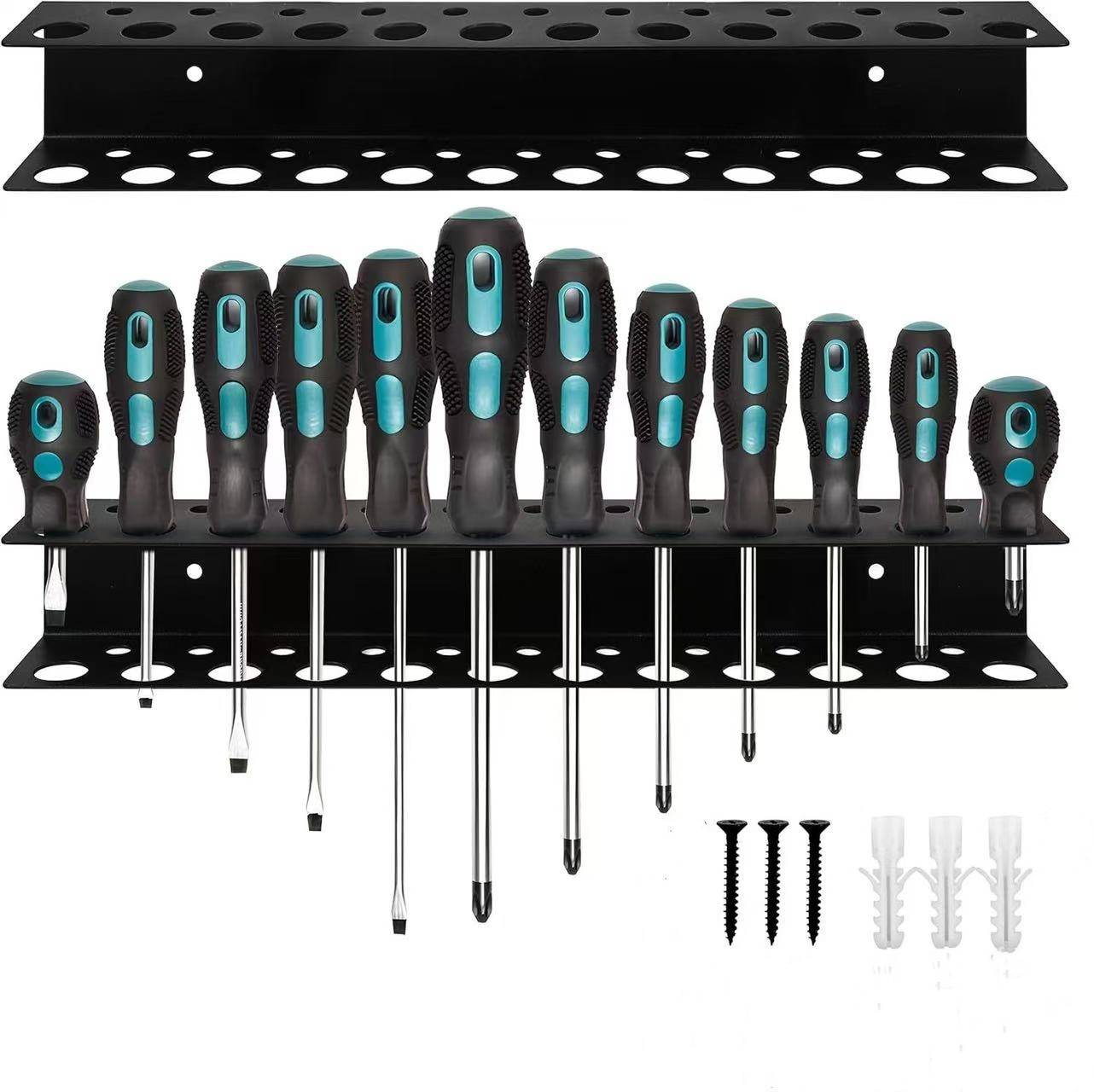 Hardware Tool Storage Rack Iron Wall-Mounted Screwdriver Pliers Rack Lightweight Design Multi-Hole Screwdriver Display Rack