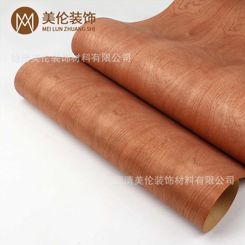 Hot Sale Wide Belt Kraft Paper Natural Sapele Pattern Wood Skin