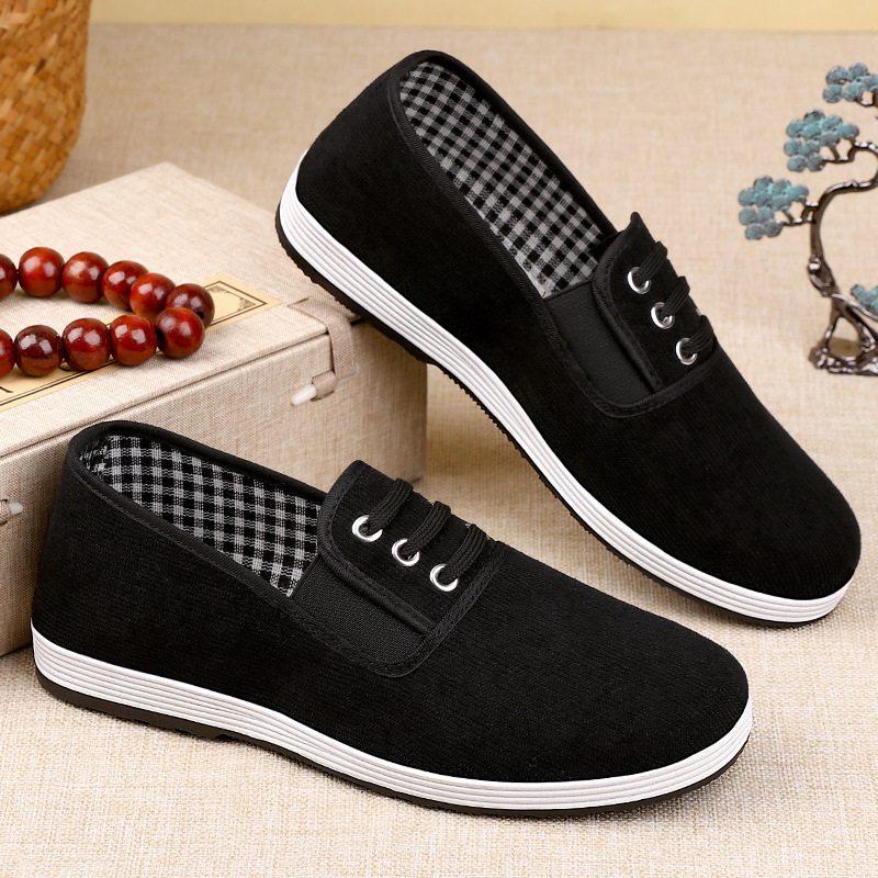 Men's Thick-Soled Non-Slip Wear-Resistant Breathable New Chinese-Style Cloth Shoes for Spring and Summer, Old Beijing Style Dad Shoes