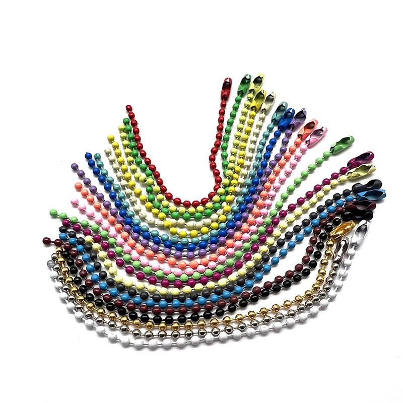 Manufacturer in stock color bead chain metal chain gu Chuck chain paint tag chain diy jewelry keychain accessories