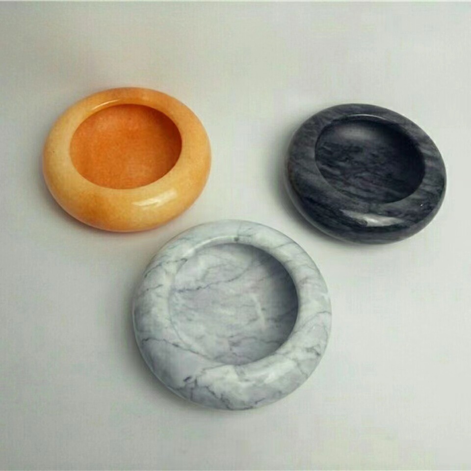 Natural Wave Grey Jade Ashtray with Lid Evening Red Round Lid Cigarette Cup Decoration Company Meeting High-end Gift