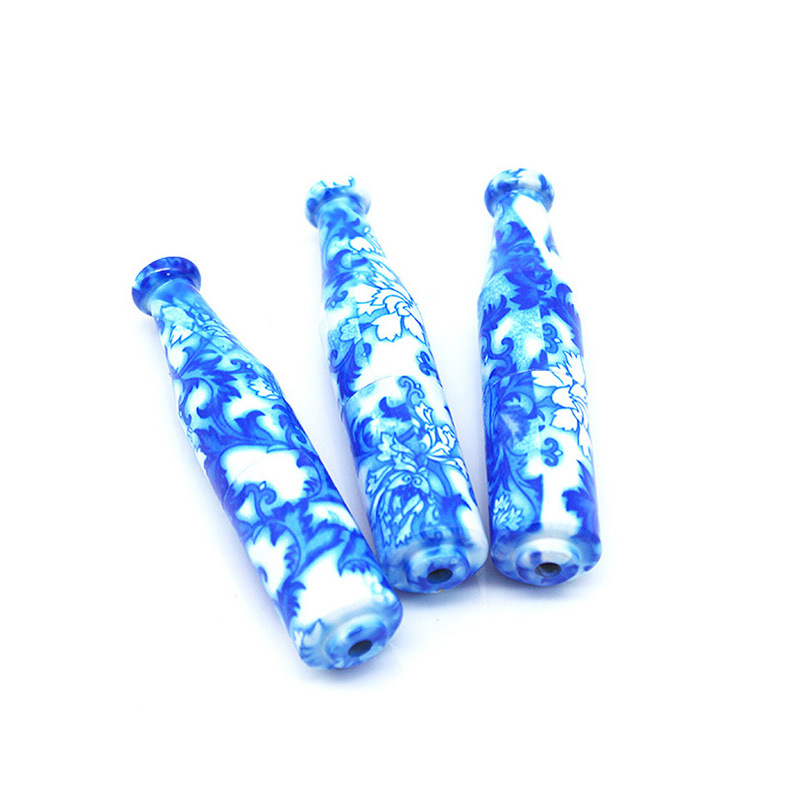 Manufacturer's In-Stock New Aluminum Pipe, Small Size 60mm, Portable Blue and White Porcelain Snuff Bottle, Mini Pipe, Smoking Accessories