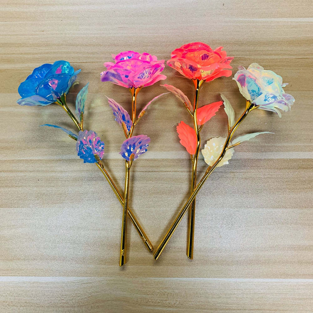Gold Foil Rose Glowing Luminous Fluorescent Rose 520 Valentine's Day Gift Gift Cross-Border
