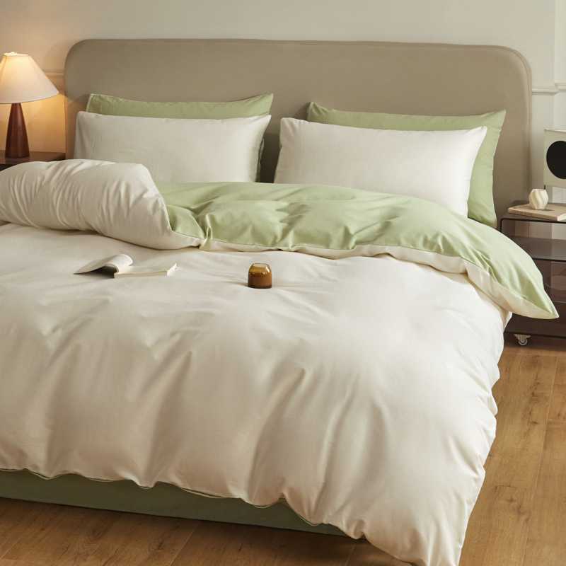 Nantong Home Textile Bedding 2025 New Model Class a Full Cotton Brushed Thickened Solid Color Four-Piece Set Group Purchase Wholesale