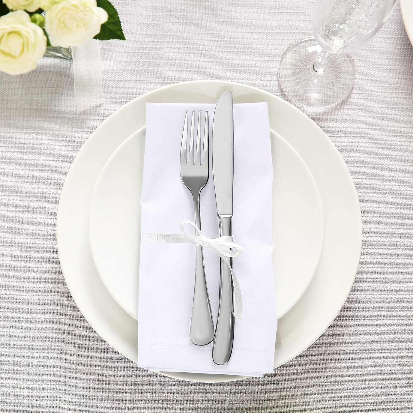 Cross-border Cotton Napkin Cloth Western Food Mouth Cloth Pure White Dinner Cloth Folded Flower Cloth Tea Towel Amazon
