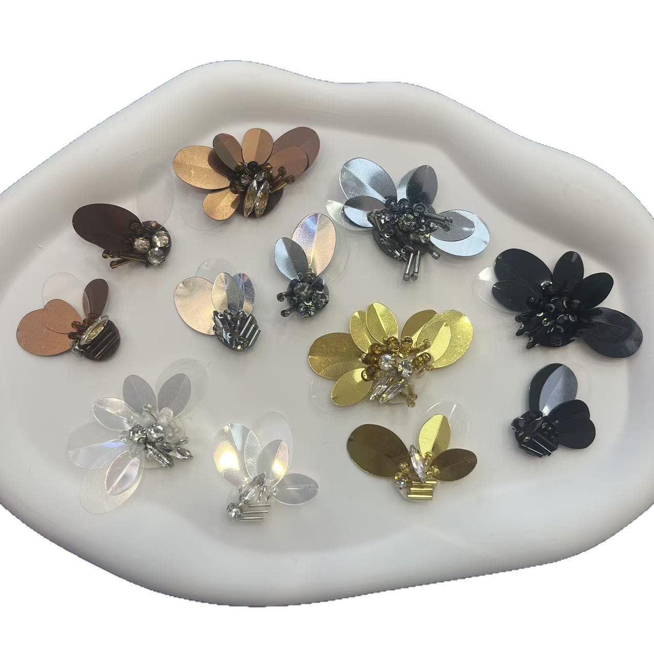 Factory Direct Sales Sequined Rhinestone Flower Accessories Clothing Bags Shoes Shiny Lightweight Decorative Flowers Little Bees