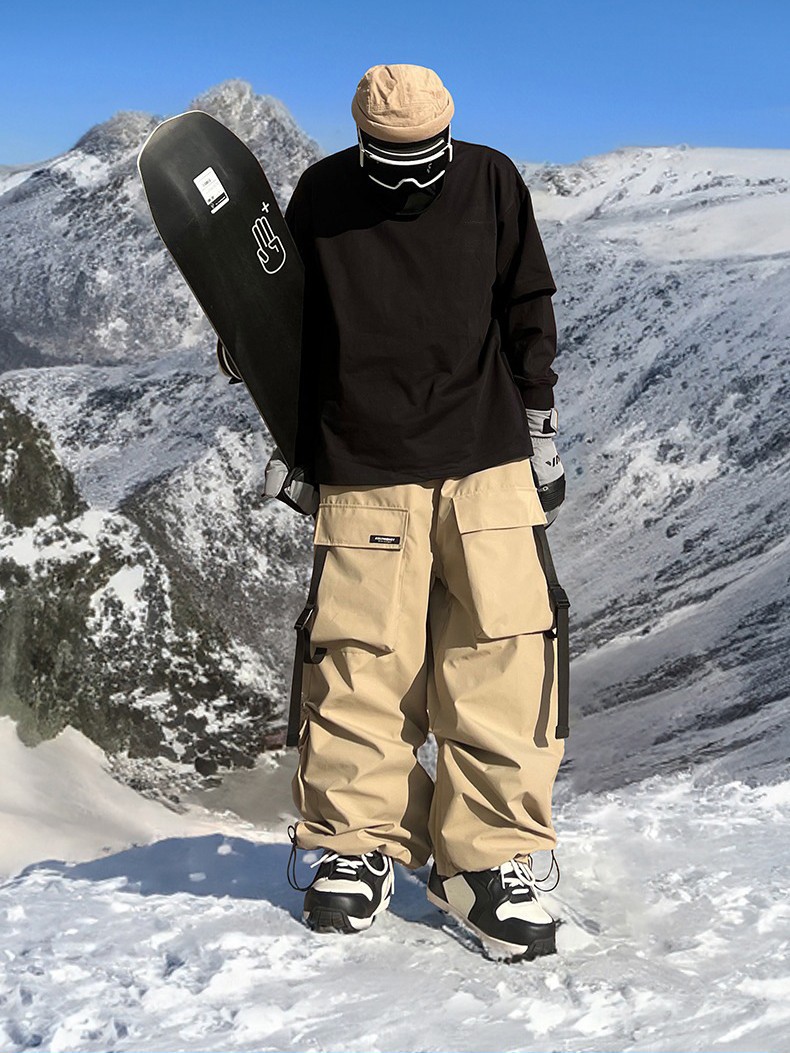 American-style Functional Single-board Windproof and Waterproof Snow Pants Men's and Women's Multi-pocket Small Potato Ski-wear Casual Pants