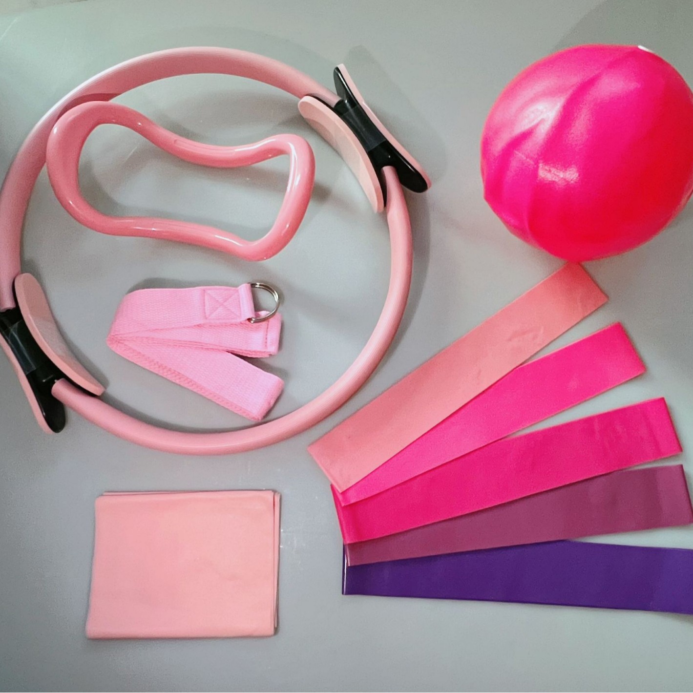 Pilates ring five-piece stretch aid with latex tension band 25cm yoga straw ball yoga ring combination