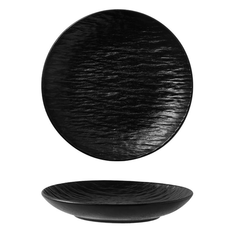 Stone Pattern Black and White Porcelain Bowls and Plates Tableware Home Set High-End Bowls and Plates Porcelain Combination Simple Ceramic Celadon