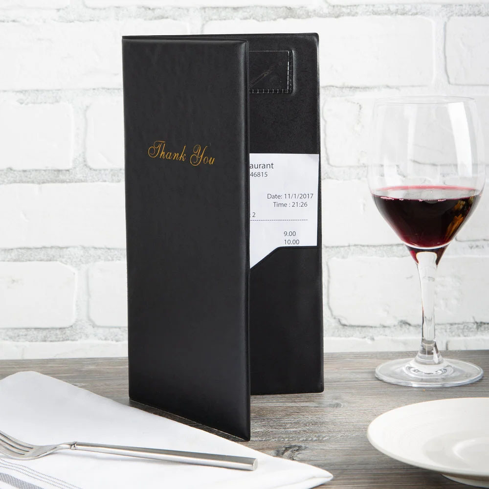 меню с горячей тиснением, черная овечья кожа, держатель меню для ресторанов и отелей, гид по услугам отеля
