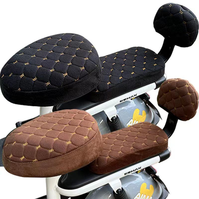 Electric Vehicle Seat Cover Autumn and Winter fleece-lined Thickened Cushion Cover Battery Cart Bell Universal Cushion Cover