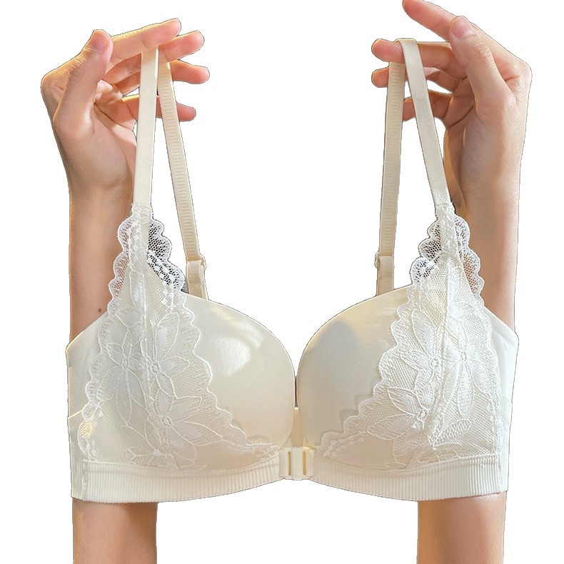 Cross-Border Underwear for Women with Small Breasts, Push-Up, Large Push-Up, Front Buckle, Sexy and Beautiful Back, No Rims, Flat Chest, No Rims Bra