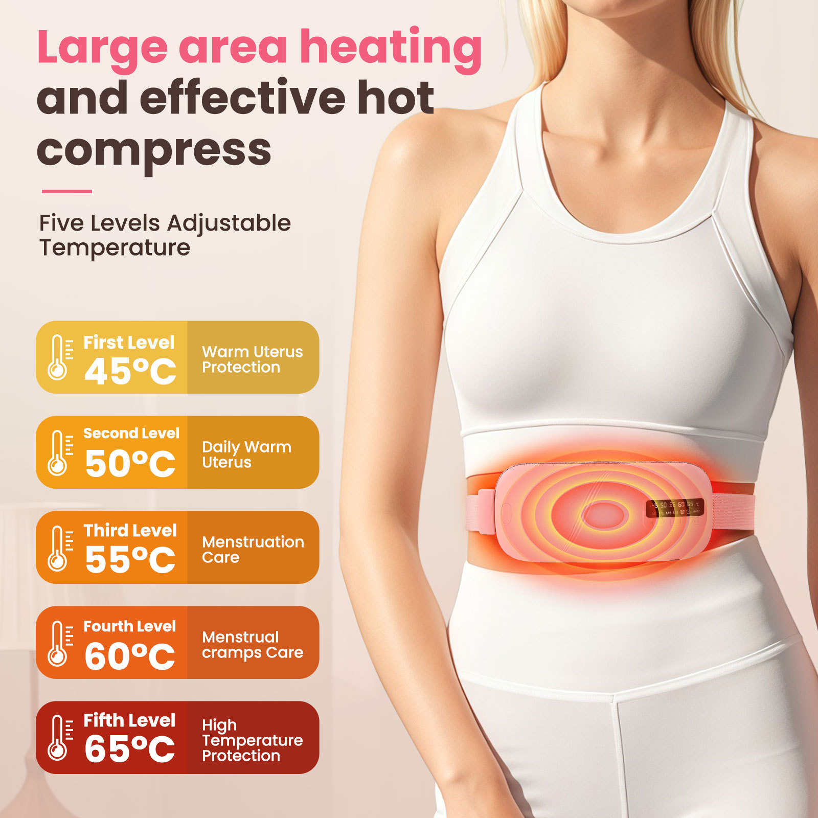 Cross-Border Graphene Heating Belt, Hot Compress, Vibrating Belly Warmer, Waist Massage, Warm Aunt's Artifact