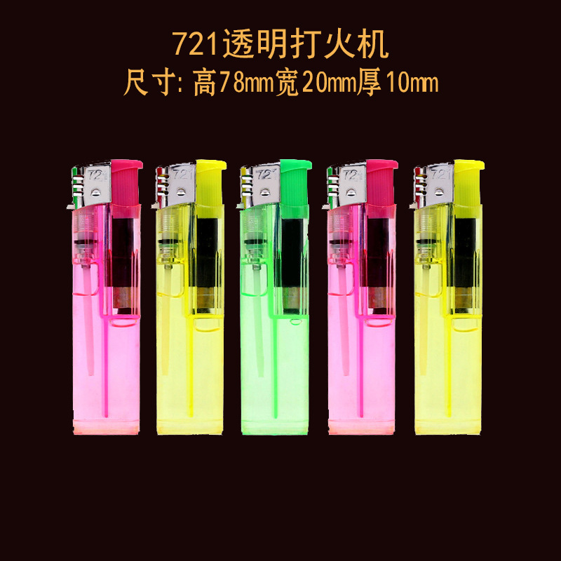 Disposable Lighter 721 Transparent Wholesale Plastic Digital Open Flame Lighter Standard Supermarket Household Manufacturer Free Shipping