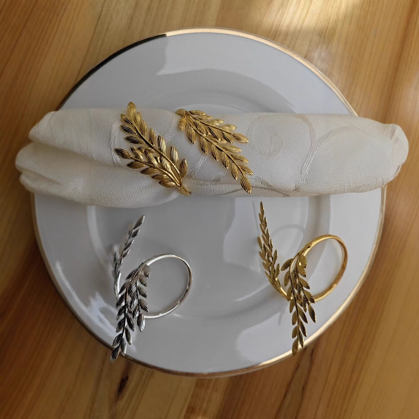 Hotel jewelry napkin buckle simulation wheat leaf napkin ring
