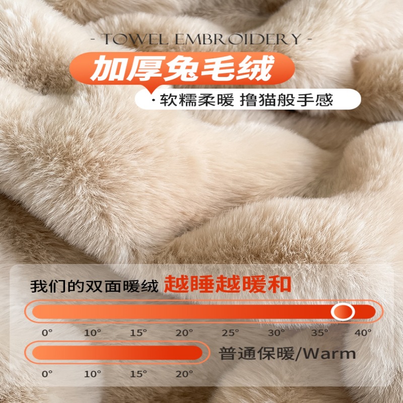 Class A thickened rabbit plush milk velvet four-piece set winter warm rabbit velvet bed sheet quilt cover lazy rabbit velvet coral velvet 4
