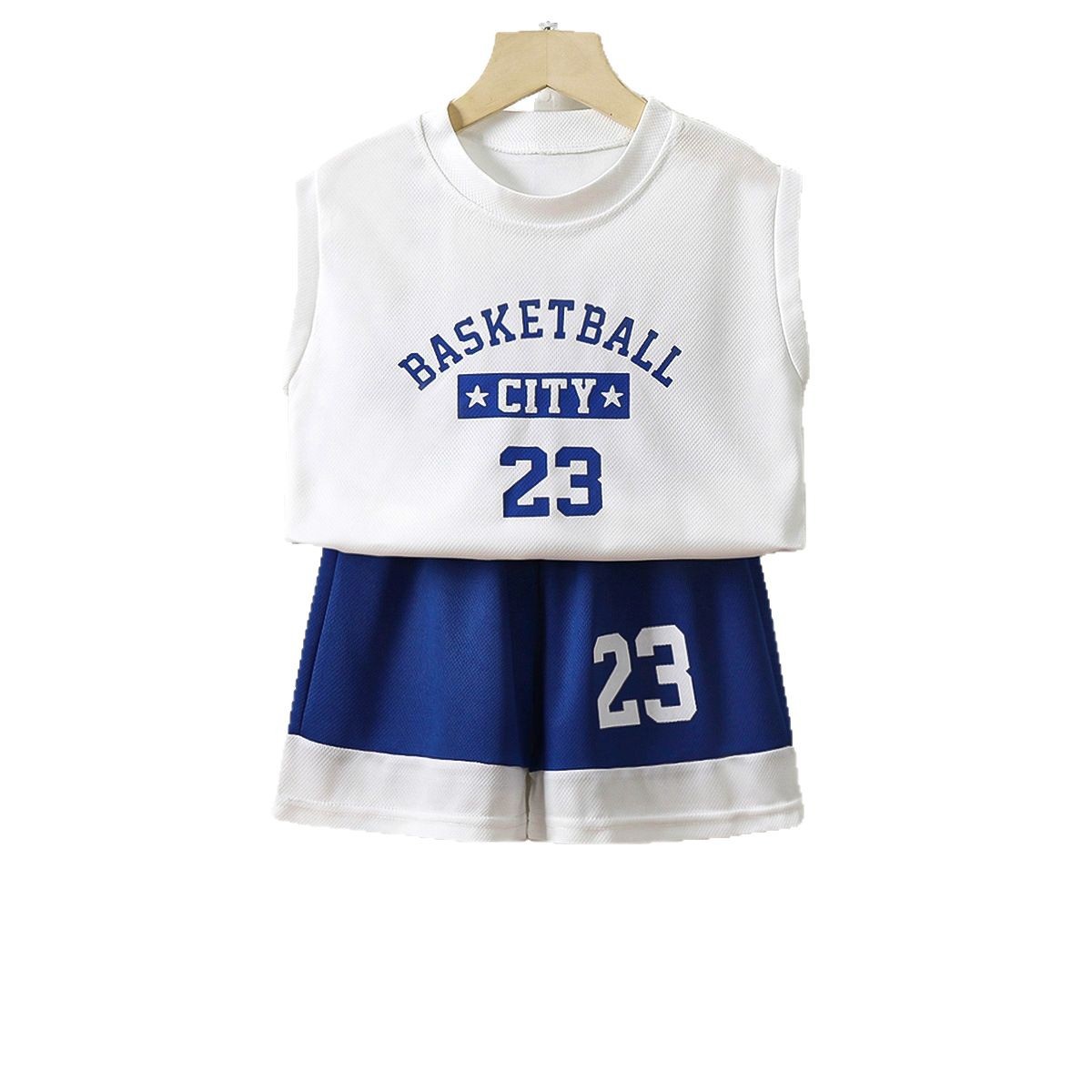 Children's Summer Vest Sports Suit Mesh Quick-Drying Western Style Casual Boys Sleeveless Thin Jersey Suit