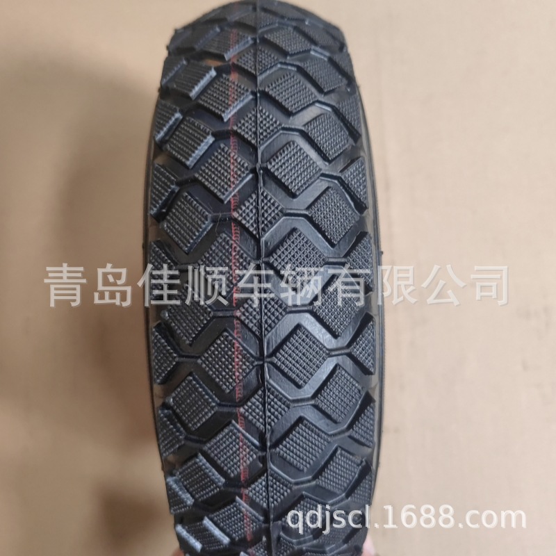 10-Inch Two-Wheel Trolley Cargo Warehouse Caster Thickeneded 4.10/3.50-4 Square Flower Wear-Resistant Black Pneumatic Wheel