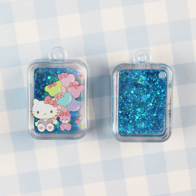 Tiktok Trending Mini Quicksand Small Mahjong Oil-Infused Liquid Cube Cartoon Keychain Transparent Acrylic Pendant