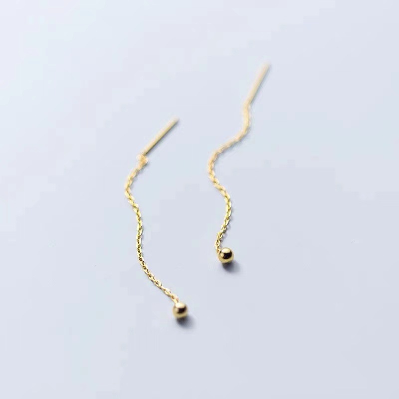 Gold 18K Gold Bead Ear Wire, Fashionable and Simple Women's Style Au7503N Earrings, Versatile Gold Store Holiday Gift, Light Luxury