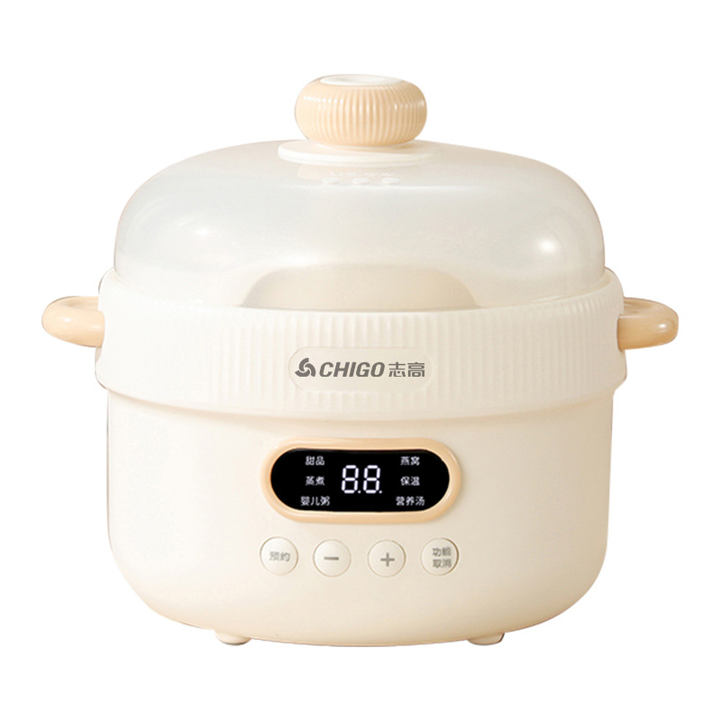 Chigo Electric Stew Pot Smart Household Electric Stew Pot Baby Supplementary Food Pot Porridge Cooking Pot Multi-functional Porridge Bird's Nest Purple Casserole Pot