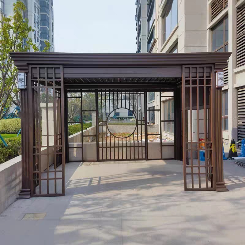 Aluminum Alloy Four-Corner Chinese-Style Gazebo, Rust-Resistant and Durable Outdoor Landscape Pavilion for Park, Villa, Courtyard, and Garden
