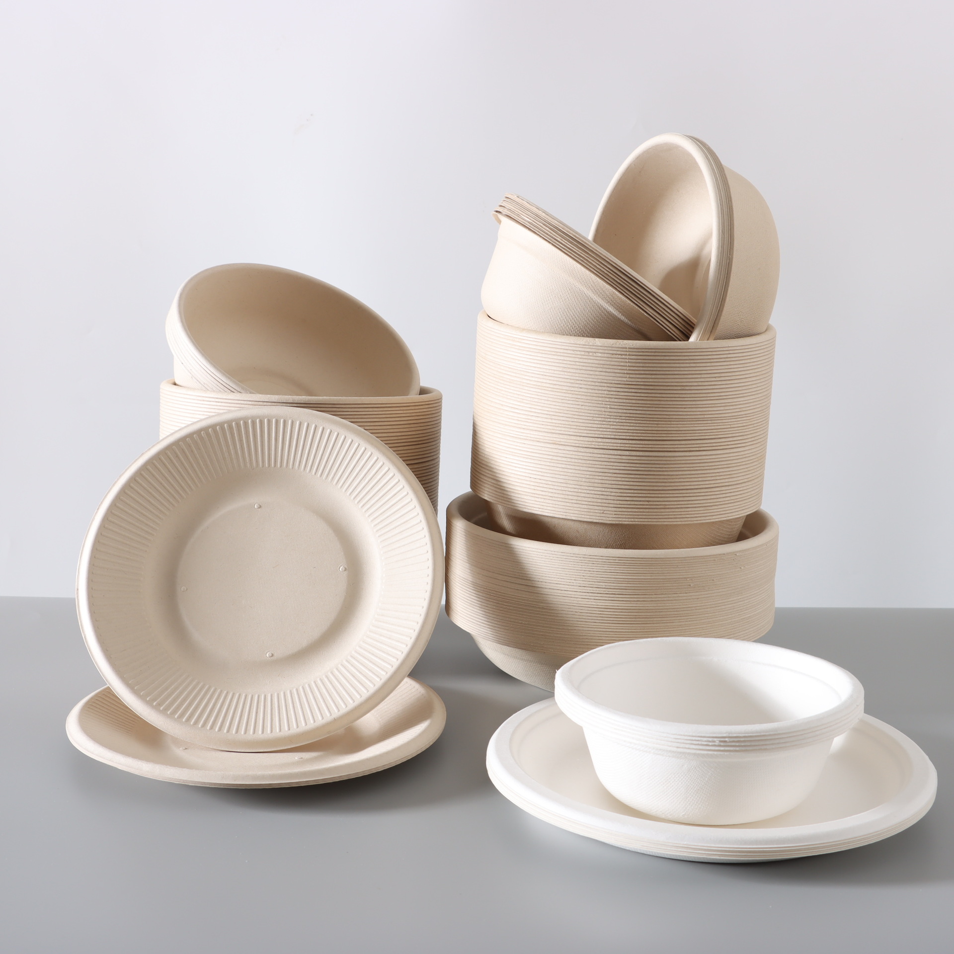 Disposable Paper Bowl Food Grade Party Tableware Dinner Bowl Commercial Household Degradable Barbecue Bowl Thickened Bagasse Bowl