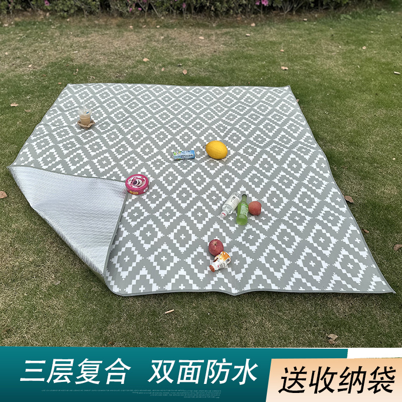 Thickened picnic mat outdoor portable color film picnic mat Internet-famous aluminum film moisture-proof mat disposable tent mat supplies