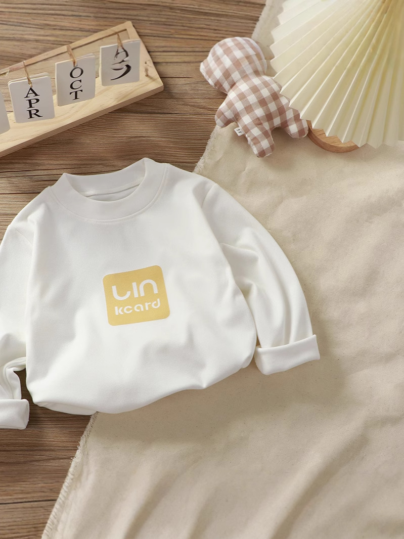 Children's New Loose Round Neck Long-Sleeve Thermal Base Shirt, Loose Stretchy Girls' Long-Sleeve Boys' Top