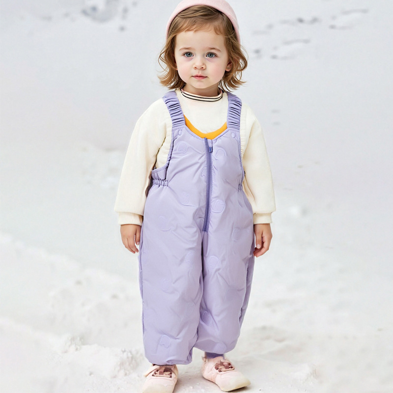 Children's down Overalls for Boys and Girls, Warm Jumpsuits, Baby Thickeneded Outer Wear down Pants, 2025 Winter New Style