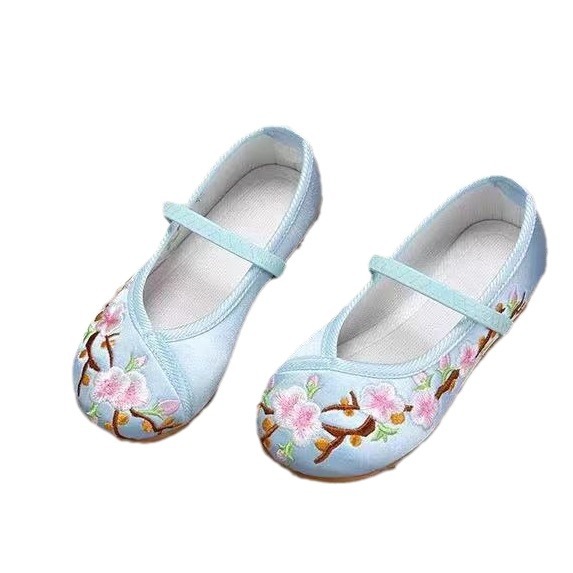 Children's Han Dynasty Dance Shoes, Ancient Costume Fairy Shoes, Ancient Flats Dance Shoes, Retro Traditional Ethnic Style Embroidered Shoes