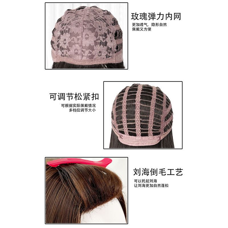 Long Curly Wig in Grapefruit Pink, Stylish Cosplay Long Light-Colored Full Wig Fashion Full Wig Set