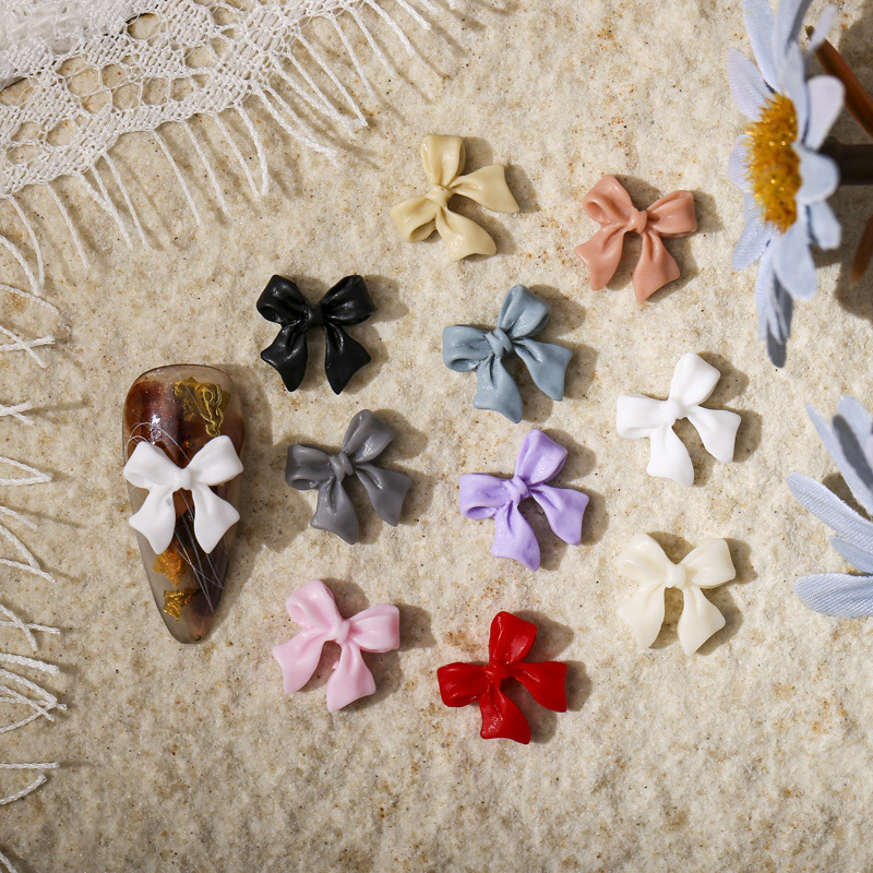 Декорация для ногтей в виде бабочки, объемные бантики, резиновый орнамент, стильные украшения с камнями