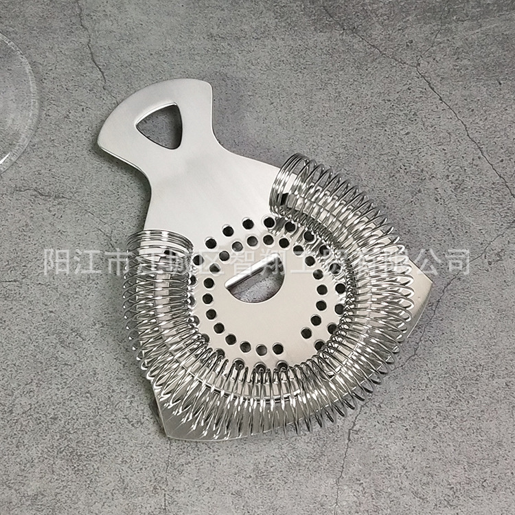 Stainless Steel Cross-Border European-Style Hawthorne Cocktail Strainer 304 Mesh Filter Boston Ice Separator
