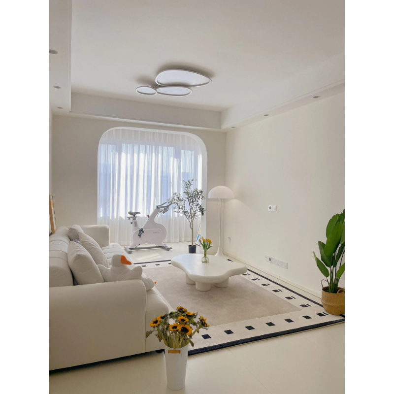 Spc Stone Plastic Lock Wood Floor Pure Color Cream Wabi-Sabi Style Household Micro-Cement Pvc Stone Crystal Snap-On Floor