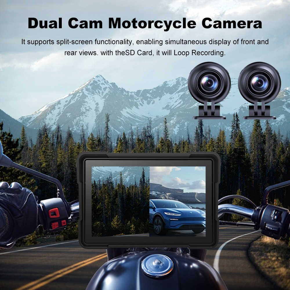 Cross-Border Hot-Selling Motorcycle Driving Recorder 5g Mobile Phone Wif High-Definition Gps Navigation Recorder Front and Rear Dual Recording