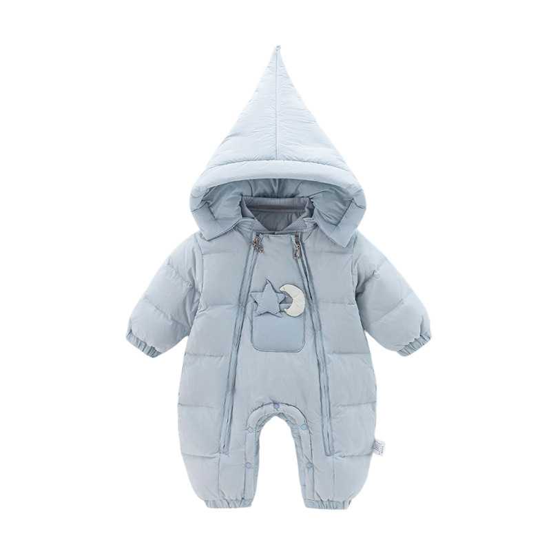 Baby Boy White Duck down Winter Jumpsuit Newborn Baby Clothes Winter Outfit Baby Girl Winter Thickened Romper Outerwear