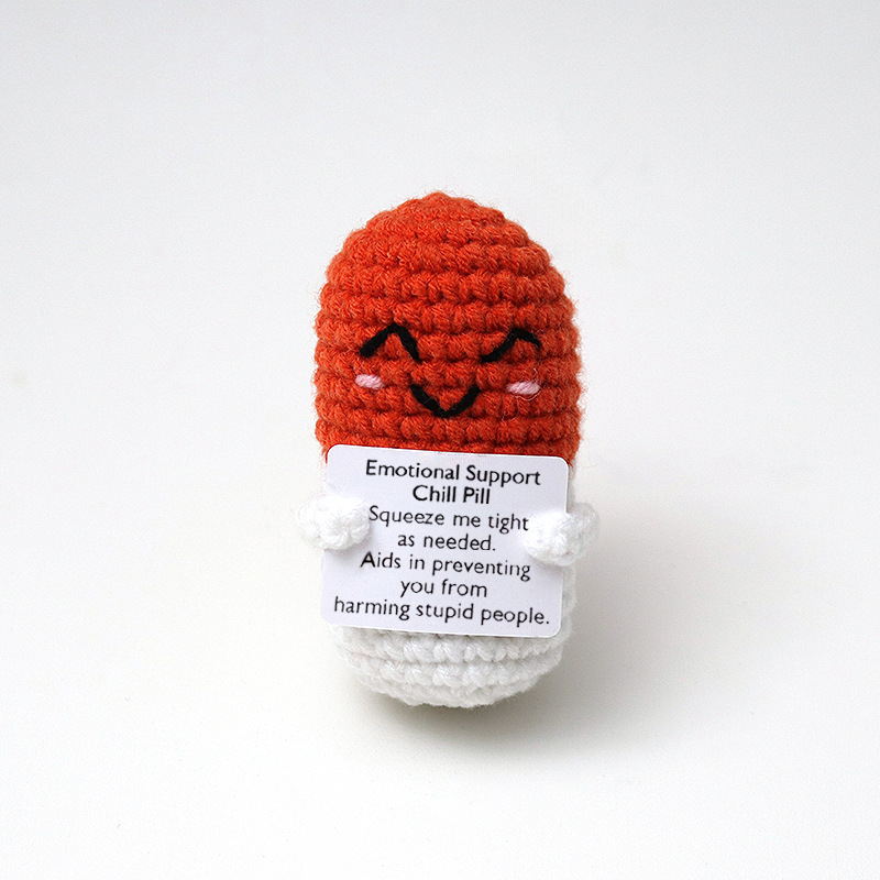 Cross-border explosions wholesale hand-knitted plush positive energy pill capsule ornaments fruit ornaments toys small gifts