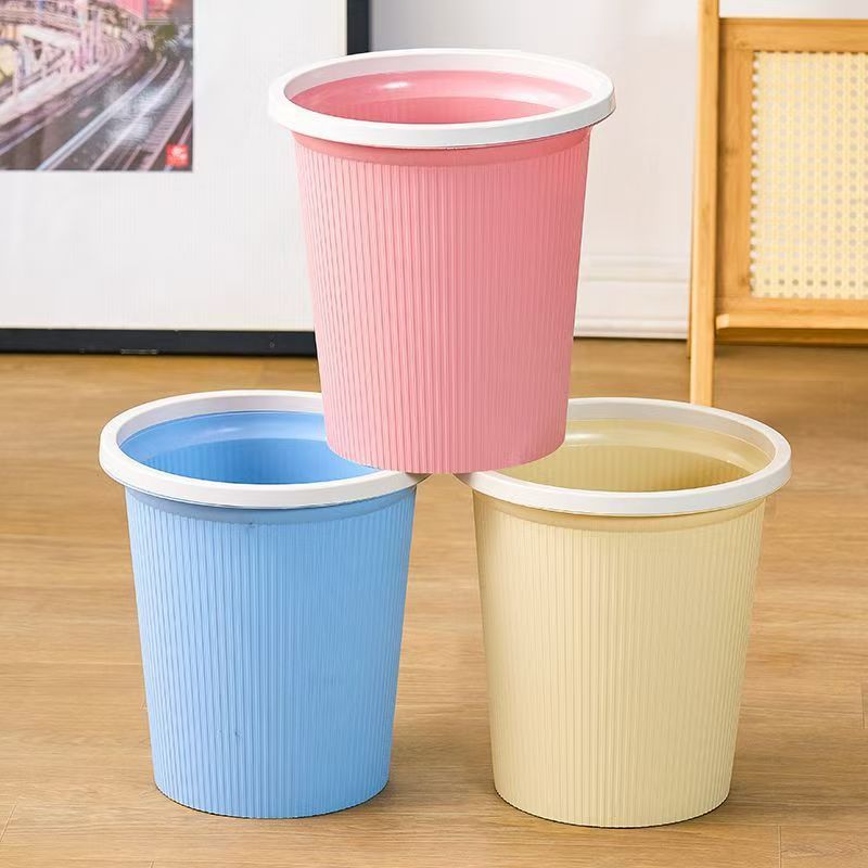 【简约】无盖欧式带压圈条纹简约垃圾桶卧室厨房厕所卫生间纸篓桶