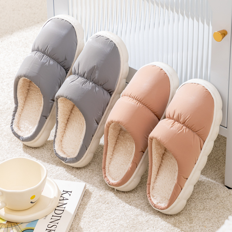 2025 New Cotton Slippers Autumn and Winter Men and Women Couples Indoor Thick-Soled Non-Slip Home Warm Plush Export Slippers