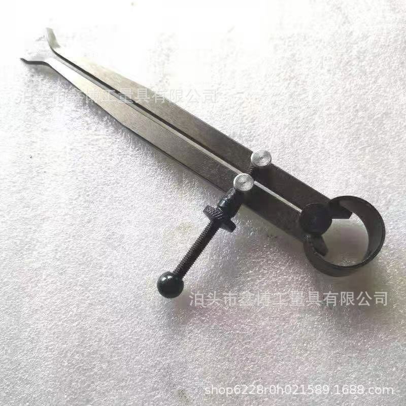 Pitch Gauge Set Carbon Steel Flat Foot Gauge 200mm 8 Inch 3-Piece Set Spring Scriber Internal and External Calipers