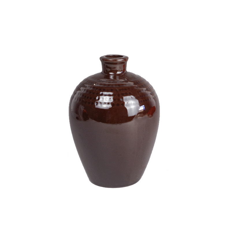 Manufacturer Wholesale 0.5kg Small Mouth Stoneware Ceramic Wine Bottles, Black Glazed Ceramic Liquor Jars and Wine Jars, Large Quantity Discounts