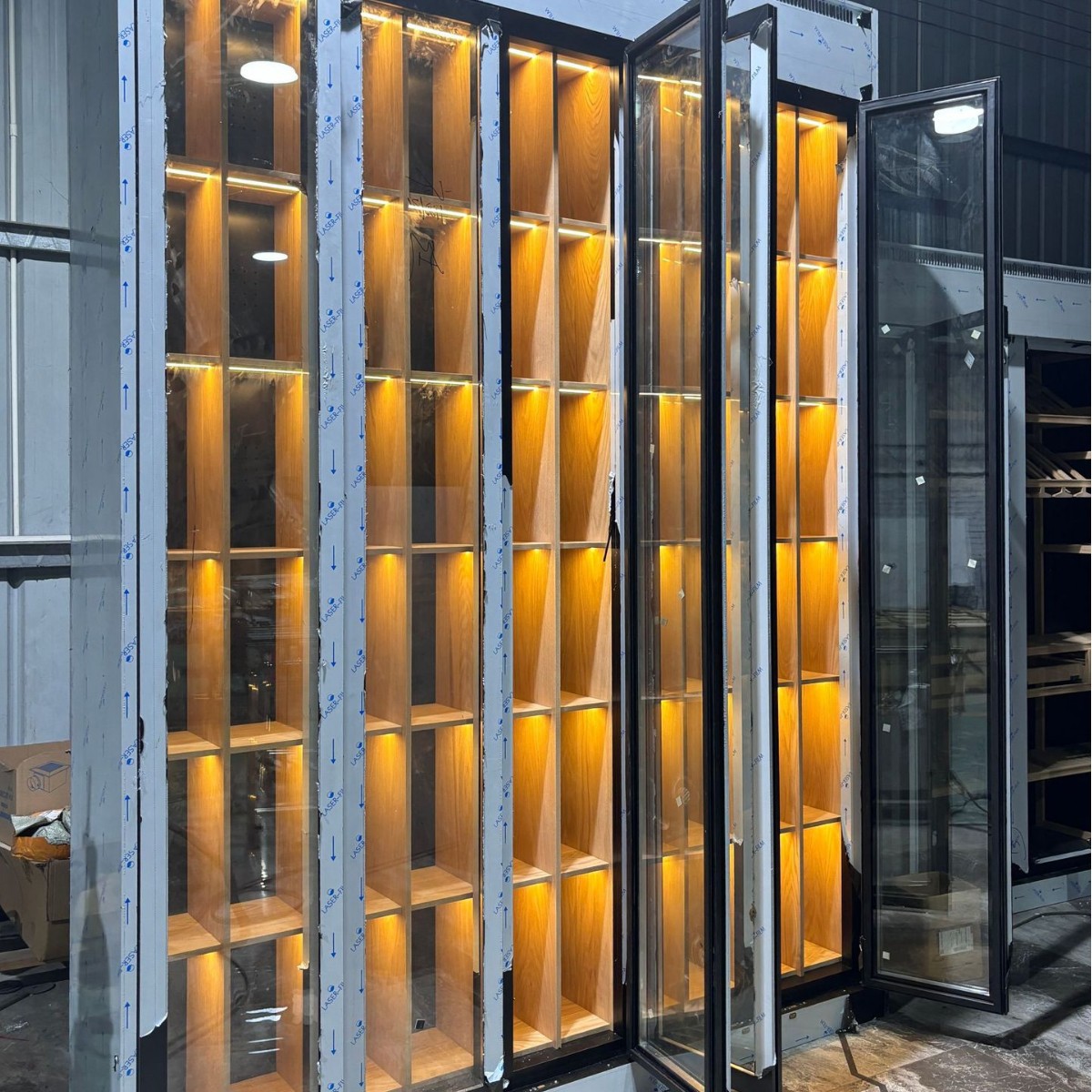 Stainless Steel Wine Cabinet Custom Villa Wine Cellar Hotel Bar Commercial Restaurant Wine Rack Red Wine Cabinet Custom Wine Cabinet