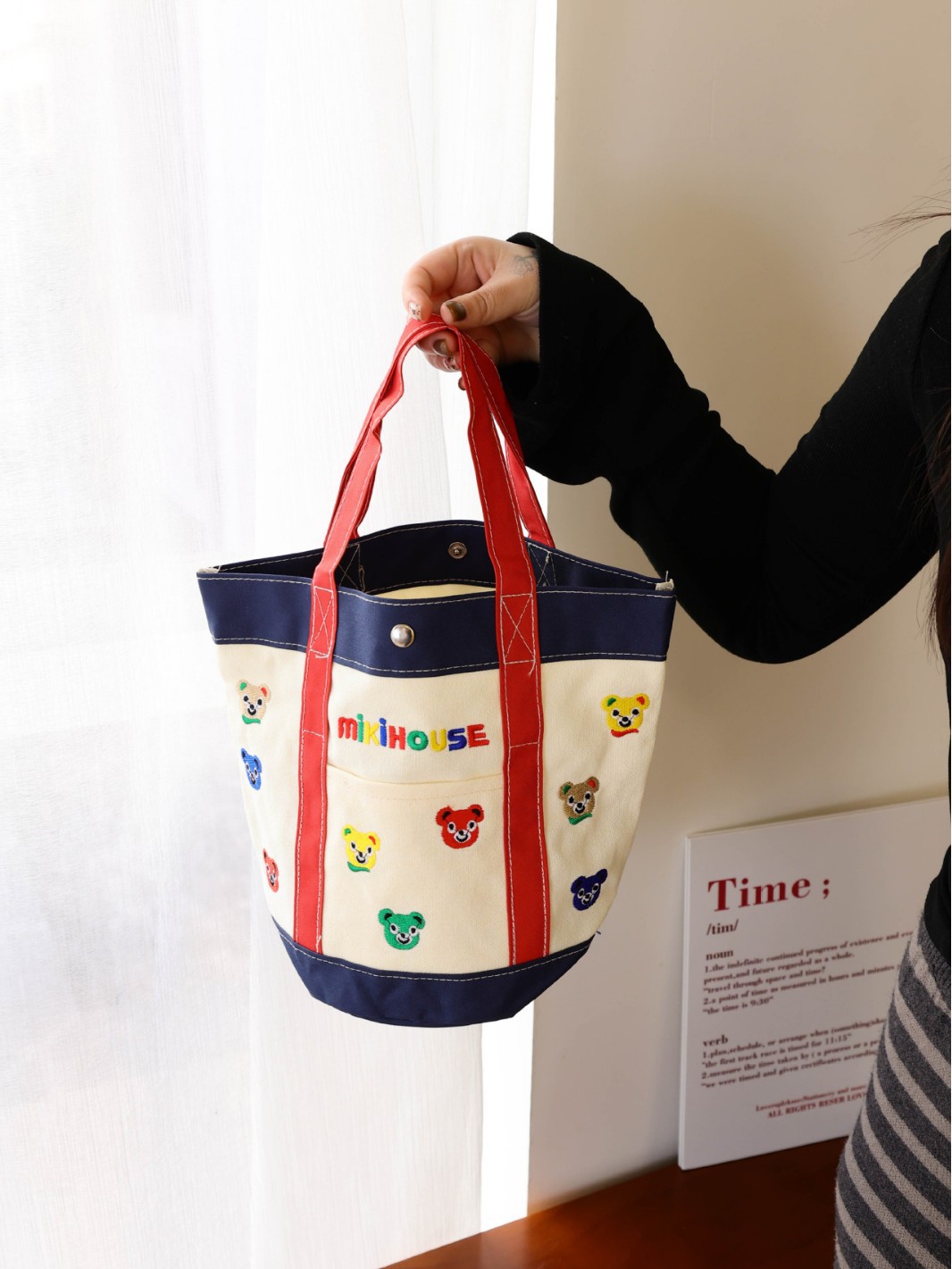 Miki Style Mommy Bag Baby Bag Canvas Satchel Lightweight Compact Large Capacity Mother and Baby Bag Outing Tote Bag Cartoon