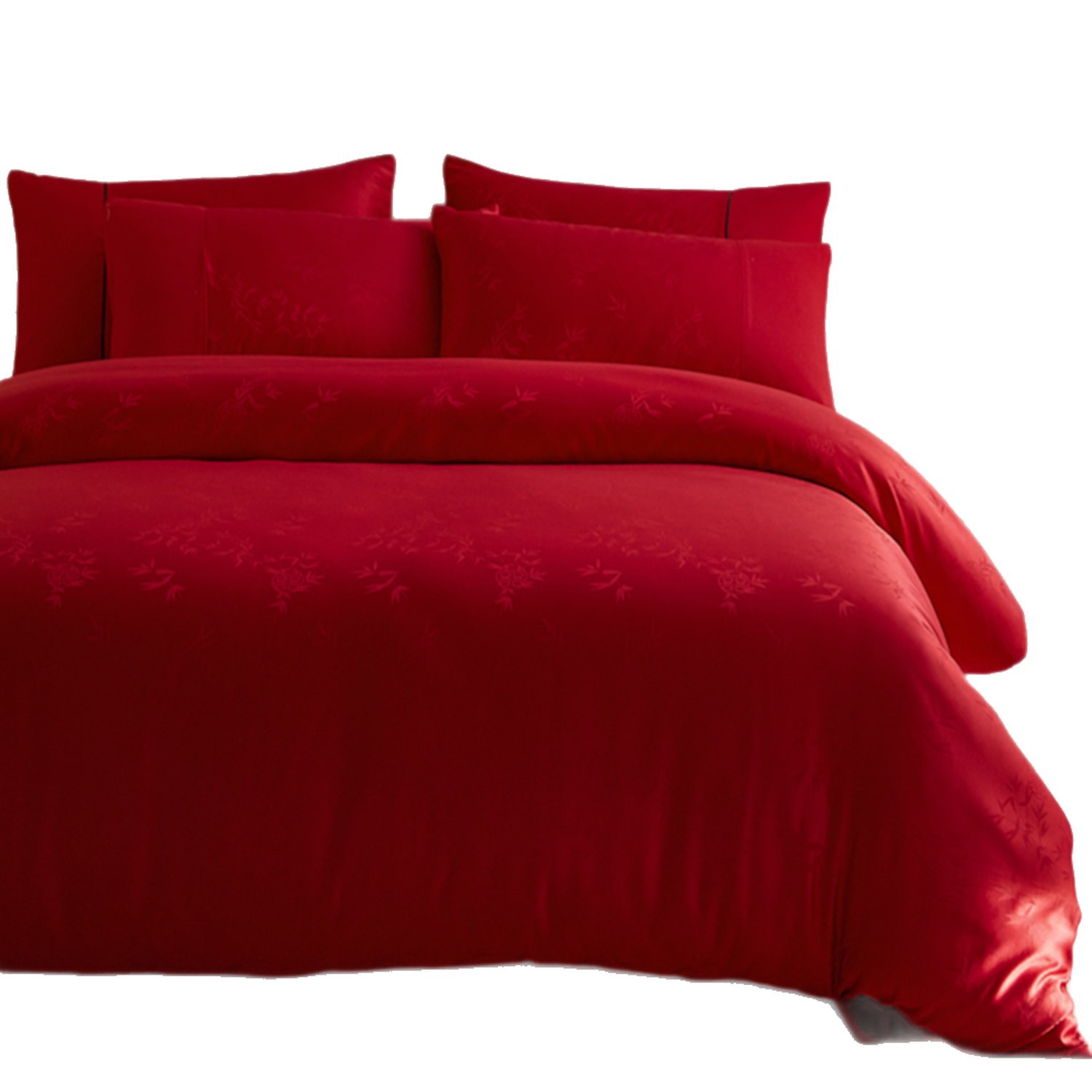 High-End Jacquard Wedding Four-Piece Set Red Wedding Quilt Cover Bed Sheet Fitted Sheet Newlywed Wedding Quilt Bedding